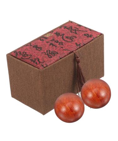 Gleavi 1 set of gymnastics ball Handballs Massage balls Handmill wood balls Practical wooden balls Stress exercise balls Baoding balls fitness massage handball pear gift box rosewood