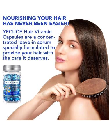 Hair Vitamin Serum Capsules - Leave-in Anti Frizz Conditioner for All Hair Types | 40 Capsules with Vitamins A C E & Pro B5 - Men's & Women's Hair Treatment - Buy Online on GoSupps.com