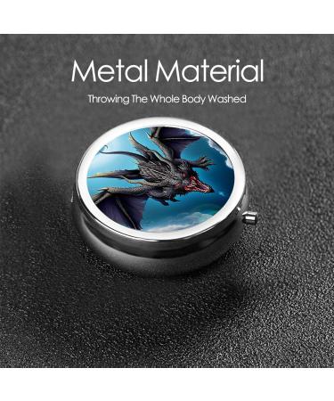 Flying Dragon Portable Metal Pill Box - Round Mini 3-Compartment Design for Small Pills | Ideal Travel Accessory - Buy Online on GoSupps.com