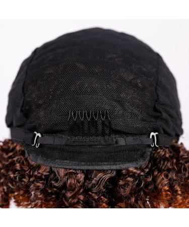 Unonet Kinky Curly Afro Wig with Bangs for Black Women - Short Synthetic Hair Wigs - Natural Curly Cosplay Wigs (1BT30) - Buy Online on GoSupps.com
