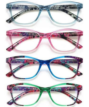 4 Pack Reading Glasses for Women Men - Ladies Reading Glasses Blue Light Blocking Fashion Readers Computer Eyeglasses with Spring Hinge 1.75 4pcs-1 1.75 x