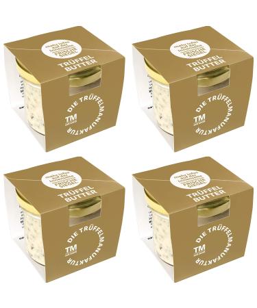 The truffle factory - delicatesse 4er set truffle butter with 15% real fresh black truffle the delicacy for gourmets white trueffel butter in the glass of 95 g storage pack 360 g 95 g (4 Pack)