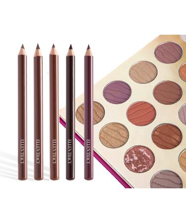 Ellen Tracy Professional Lip Liner Pencils or 35 Color Well Eyeshadow Palette | Mystery Pick | 5 Pc. Lip Liner Collection - Long Lasting Lip Pencils for Everyday Use