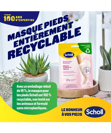 Scholl Foot Mask Set of 3 Nourishing Coconut Oil: Free from fragrances or dyes for dry skin. Non-greasy moisturizing socks easy to use. Recyclable packaging and mask - Buy Online on GoSupps.com