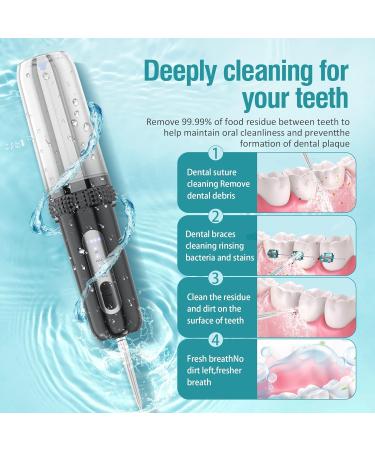 Water Dental Flosser Cordless - Portable Oral Irrigator with 4 Modes & Tips | IPX7 Waterproof Teeth Cleaner for Home & Travel - Buy Online on GoSupps.com