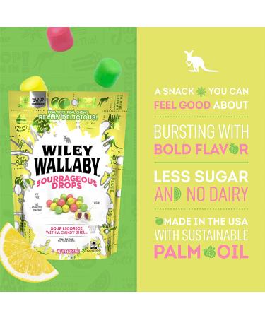 Wiley Wallaby Sourrageous Drops - Watermelon Green Apple Lemon Licorice Candy - 8 oz - Buy Online on GoSupps.com