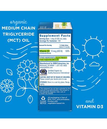 Organic Baby Vitamin D Drops for Healthy Growth, Bone Development, and Immunity - 45 Servings, 0.055 Ounce (Pack of 4) - Buy Online on GoSupps.com