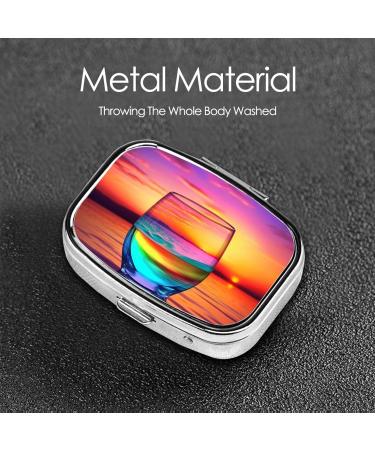 Colorful Glass Sunset Pill Case - 2 Compartment Travel Organizer for Purse - Cute Small Pill Box for Gifts - Buy Online on GoSupps.com