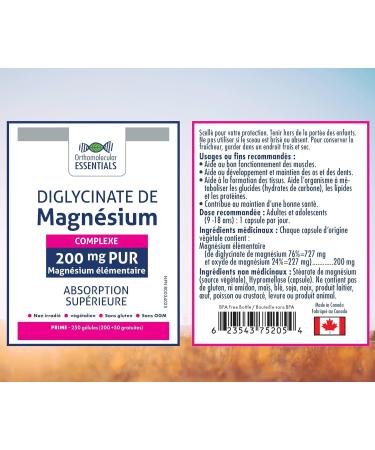 Orthomolecular Essentials - Magnesium Bisglycinate Complex 200mg 250 Veggie Caps - Elemental Magnesium for Sleep - Bone Health and Muscle Cramp Relief - Calm Magnesium Complex Supplement 250 count (Pack of 1) - Buy Online on GoSupps.com
