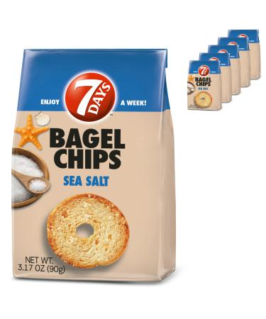 7Days Bagel Chips, Sea Salt, Gourmet Crackers, Non-GMO Baked Snack, (3.17oz, Pack of 5) Salted 3.17 Ounce (Pack of 5)