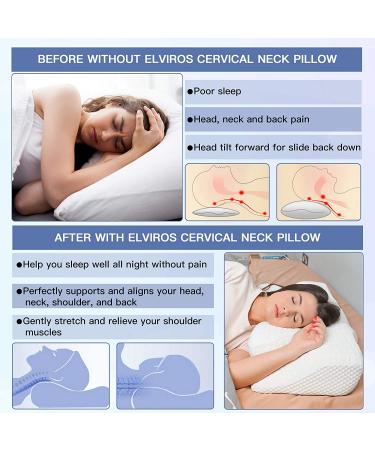 Elviros Memory Foam Cervical Pillow - Orthopedic Contour Pillow for Neck and Shoulder Pain Relief - Ideal for Side, Back, and Stomach Sleepers - Dark Grey, 25.2 x 14.2inch - Buy Online on GoSupps.com