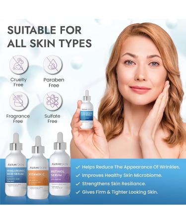 3-Piece Skin Serum Set | Vitamin C Hyaluronic Acid & Retinol | Unisex - 1 fl. Oz | International Shipping Available - Buy Online on GoSupps.com