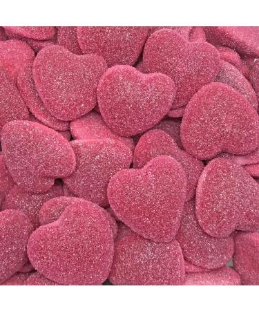 Red Sugar Coated Filled Jelly Hearts - 1KG Bag - Valentines Heart Shaped Sweets - Cake Decorating - Gluten Free