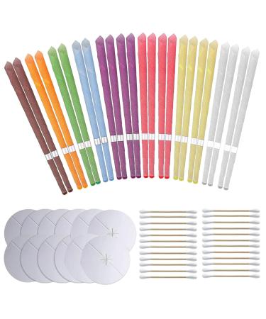 XUSSMM 24 Pcs Ear Candles All Natural Ear Candles Beeswax Candling Cones Non-Toxic Cylinders Fragrance Hollow Cone Candles with 12 Protective Disks and Cotton Swab