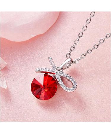 HAODUOO Necklace Pendant Silver Handmade Bow with Red Gem Stones Crystals Fine Women Jewelry Gifts - Buy Online on GoSupps.com