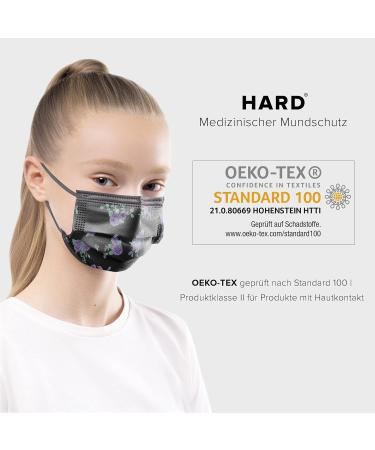 HARD 100pcs Disposable Face Masks Made in Germany | Small Size 14.5cm x 9.5cm | Roses Design | CE Certified Type IIR | 99.78% Filtration | Breathable Triple Layer - Buy Online on GoSupps.com