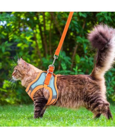 Kcysta Cat Harness and Lead Set Escape Proof Cat Vest Harness and Leash Set Adjustable Cat Harness Escape Proof with Reflective Strip for Outdoor Walking Training (Orange S) - Buy Online on GoSupps.com