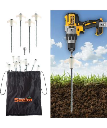 Adventure Seeka 15 Pack - Heavy Duty Glow-in-The-Dark Tent Stakes with Hex Head Driver & Storage Bag - Buy Online on GoSupps.com