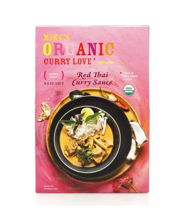MIKE'S Organic Red Thai Curry Sauce | Vegan, Dairy-Free, Organic | 6x8.8oz Pouches - Buy Online on GoSupps.com