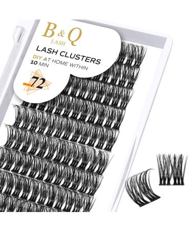 Cluster lashes 72 Clusters B&Q Lash Clusters D Curl Individual Cluster Lashes Natural Eyelash Clusters DIY Lash Extensions Soft Fluffy Cluster Eyelash Extensions (UK-FD-B48-D-10) D-10 mm B 48