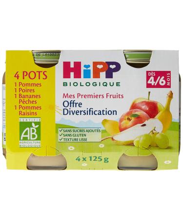 HiPP My First Fruits Diversification from 4/6 Months Organic 4 Pots
