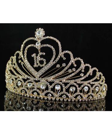 Sweet Sixteen 16th Birthday Princess Tiara Crown - Austrian Rhinestone Crystal Jewelry T1629g Gold - Buy Online on GoSupps.com