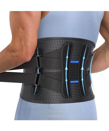 Fit Geno Back Brace for Men and Women Lower Back, Instant Back Pain Relief from Injury, Herniated Disc, Sciatica and Scoliosis, Premium Breathable and Adjustable Lumbar Lower Back Support Belt, Large (Waist 37.50-53 Inch)