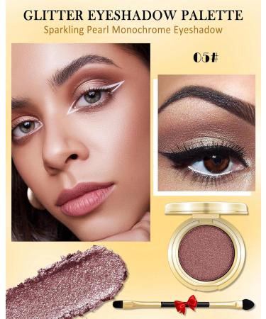 Single Glitter Eyeshadow Pearl Shimmer Eye Shadow Palette with Brush Shimmery Illuminating Finish Long Lasting Waterproof Cream Eyeshadow Intense Color Ultra-Blendable Sparkly Eye Makeup for Women-05 05# Violet - Buy Online on GoSupps.com