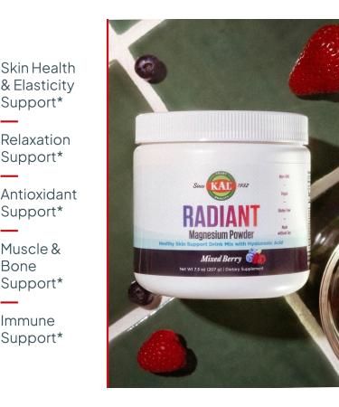 KAL Radiant Magnesium Powder Mixed Berry Flavor Hyaluronic Acid and Magnesium Supplement Skin & Antioxidant Support Sugar Free 60 Servings 7.3 OZ - Buy Online on GoSupps.com