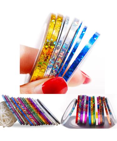 Nail Art Striping Tape Lines 36 Rolls Nail Stickers Gold Silver Laser Nail Decals Nail Decoraton Nail Stripe - Buy Online on GoSupps.com