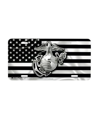 Marine Corps License Plate, USMC License Plate, Marine License Plate, USMC License Plates for Front of Car, USMC Black Flag License Plate, USMC Plate, Made in USA by Airstrike (Made of Metal)-774