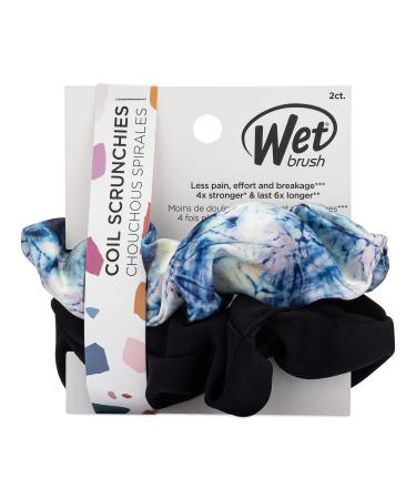 Wet Brush Coil Hair Scrunchies for Women & Girls - 2 Count Blue Tie Dye & Black - Suitable for All Hair Types - Pain-Free Hair Accessories Perfect for Long Lasting Braids Ponytails and More Coil Scrunchies Blue Tie Dye... - Buy Online on GoSupps.com