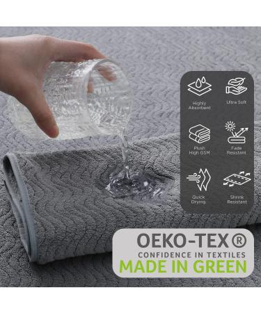 Premium Grey Microfiber Washcloths Set 13x13 - Quick Dry & Highly Absorbent for Bathroom, Hotel, Spa - 4 Pack - Buy Online on GoSupps.com