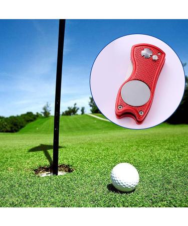 Metal Foldable Golf Divot Tool 2-Pack with Magnetic Ball Marker (Fish Design) - Red & Silver - Buy Online on GoSupps.com