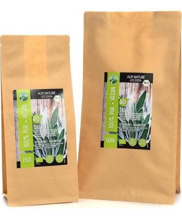  Alpi Nature Organic sage herbal tea (500g) cut organic sage leaves sage leaves from controlled organic farming delicately dried 100% pure and natural - Buy Online on GoSupps.com