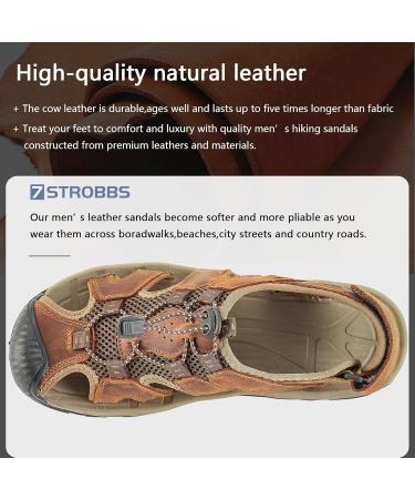 7Strobbs Men's Closed Hiking Sandals | Breathable Trekking & Beach Sandals | Size 41-45 | Light Brown - Buy Online on GoSupps.com