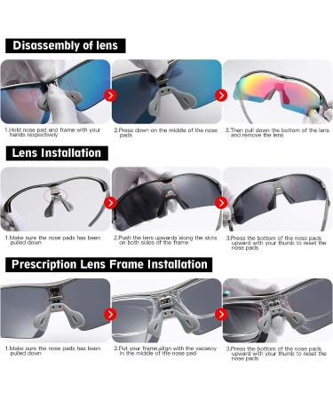 DUCO Polarized Sports Cycling Sunglasses for Men | 5 Interchangeable Lenses | Running, Golf, Fishing, Hiking | Gunmetal - Buy Online on GoSupps.com