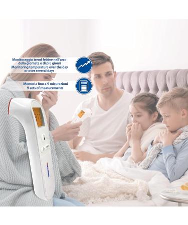 Farmamed Digital Infrared Forehead Thermometer - Non-Contact 3-Color Display Ideal for Newborns Kids & Adults - Fast & Accurate Temperature Measurement for Home & Environment - Buy Online on GoSupps.com