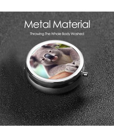 Buy Cute Koala Round Pill Organizer | 3 Compartment Travel Metal Pill Box | Stylish Portable Pill Case for Pocket & Purse - Buy Online on GoSupps.com