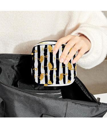 Gold Flamingo Menstrual Cup Bag - Stylish Bandage Storage Pocket for Women & Teens | Portable Tampon Holder with Silent Pad Holder | Multicolored 1 Piece - Buy Online on GoSupps.com