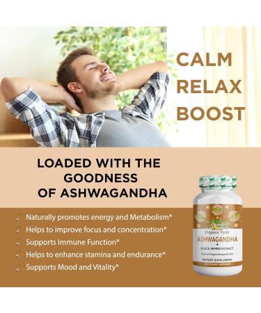 Organic Ashwagandha Capsules Full Strength with Black Pepper Extract - 120 Veg Capsules. 120 Count (Pack of 1) - Buy Online on GoSupps.com