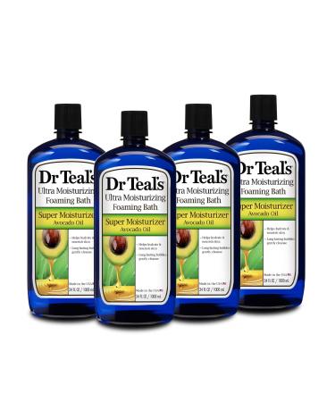 Dr Teal's Foaming Bath with Pure Epsom Salt, Super Moisturizer Avocado Oil, 34 fl oz (Pack of 4)