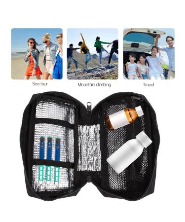 Portable Insulin Cooler Bag for Diabetes - Medical Cooling Bag with Ice Brick | Diabetic Supplies Organizer in Black - Buy Online on GoSupps.com