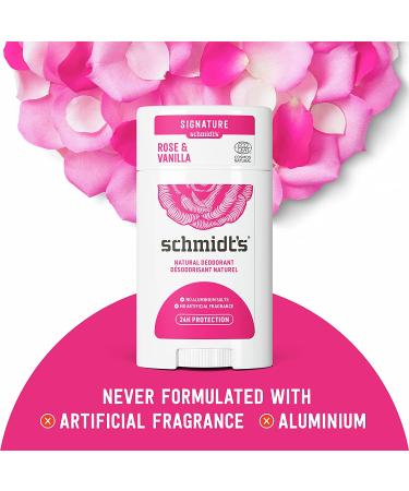 Schmidt's Aluminum-Free Natural Deodorant - Rose & Vanilla, 24-Hour Odor Protection, Vegan & Cruelty-Free - Buy Online on GoSupps.com