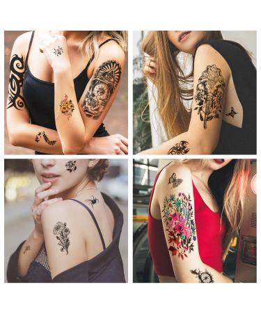 Temporary Tattoo Set - 55 Sheets Full & Half Arm, Flower, Butterfly, Lion, Wolf, Peacock Designs for Women Men, 30 Tiny Tattoos for Adult Kids - Buy Online on GoSupps.com
