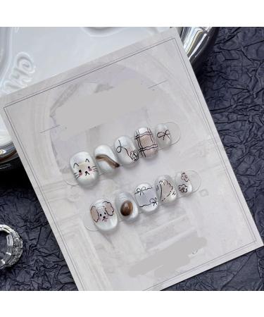 Detachable Handmade false nails with design dopamine bubble love girl press on Nail enhancement false nails (Color : 16 Size : L)