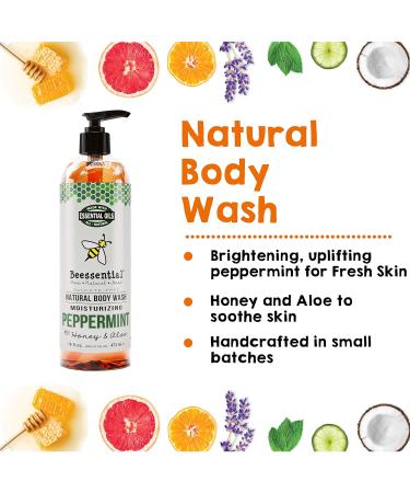Buy Beessential Natural Body Wash - Peppermint Sulfate-Free Shower Gel with Essential Oils for Men & Women | 16 oz - International Shipping Available - Buy Online on GoSupps.com