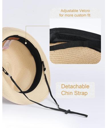 FURTALK Straw Fedora Sun Hat for Men Women | Roll Up Short Brim Trilby Panama Beach Hat UPF 50+ Beige - M/L - Buy Online on GoSupps.com