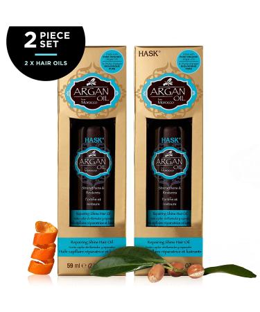 HASK ARGAN Repairing Hair Oil Vials - Shine & Frizz Control - Color Safe - Gluten, Sulfate, & Paraben Free - 2 Hair Oil Pumps - 2 Fl Oz (Pack of 2) - Buy Online on GoSupps.com