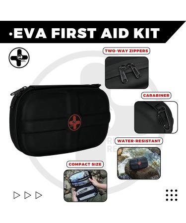Rhino Rescue Mini First Aid Kit - Small Waterproof Portable Emergency Essentials for Camping Travel Car & Home - Ideal for Students & Outdoor Adventures (Black) - Buy Online on GoSupps.com
